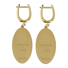 Pendientes Amen de latón dorado medalla colgante Virgen de Loreto