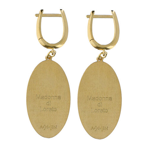 Pendientes Amen de latón dorado medalla colgante Virgen de Loreto 2