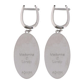 Earrings Amen with medal of Our Lady of Loreto in rhodium-plated brass