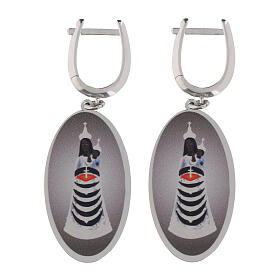 Boucles d'oreilles Amen médaille pendentif Vierge de Lorette en laiton rhodié