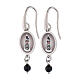 Rhodium-plated brass earrings with black onyx bead and pendant of Our Lady of Loreto s1