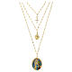 Collar de latón dorado con zircones blancos medalla Virgen de Lourdes Amen s1