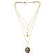 Collar de latón dorado con zircones blancos medalla Virgen de Lourdes Amen s3