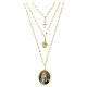 Collana in ottone dorato a strati con zirconi bianchi medaglia Madonna di Lourdes Amen s1
