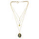Collana in ottone dorato a strati con zirconi bianchi medaglia Madonna di Lourdes Amen s4