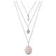 AMEN necklace with white zircons and Our Lady of Lourdes medal in layered rhodium-plated brass s2