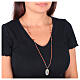 Collier Amen en jaspe rouge médaille de Notre-Dame de Lourdes en laiton doré s2