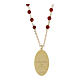 Collier Amen en jaspe rouge médaille de Notre-Dame de Lourdes en laiton doré s3
