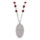 Halskette, AMEN, rhodiniertes Messing, mit roten Jaspis-Perlen und Darstellung Unserer Lieben Frau von Lourdes s2