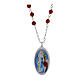 Collar Amen de latón rodiado con jaspe rojo medalla Virgen de Lourdes s1