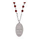 Collar Amen de latón rodiado con jaspe rojo medalla Virgen de Lourdes s3