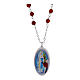 Collana Amen in ottone rodiato con diaspro rosso medaglia Madonna di Lourdes s1
