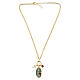 Gold-plated brass necklace with Amen charms, red jasper, white zircons, and Our Lady of Lourdes medal s4