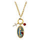 Collana ottone dorato Amen charms diaspro rosso zirconi bianchi Madonna Lourdes s1