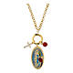 Collana ottone dorato Amen charms diaspro rosso zirconi bianchi Madonna Lourdes s1