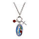 Collana Amen charms diaspro rosso zirconi bianchi Madonna Lourdes ottone rodiato s1
