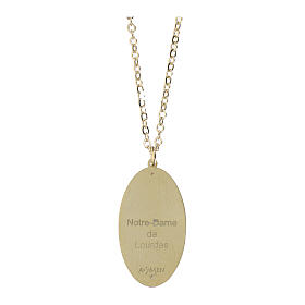 Collar gargantilla Amen de latón dorado medalla Virgen de Lourdes