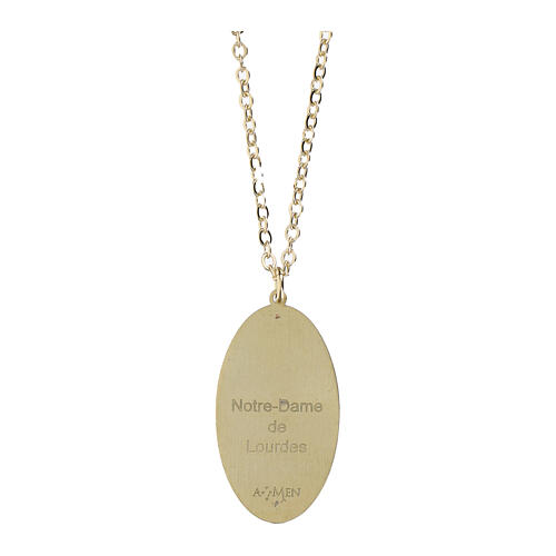 Collar gargantilla Amen de latón dorado medalla Virgen de Lourdes 2