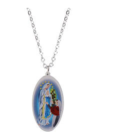 Collar gargantilla Amen medalla Virgen de Lourdes de latón rodiado