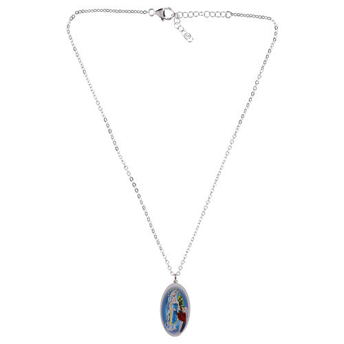 Collar gargantilla Amen medalla Virgen de Lourdes de latón rodiado 3