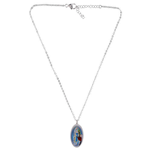 Collana girocollo Amen medaglia Madonna di Lourdes in ottone rodiato  4