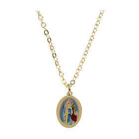 Collar Amen de latón dorado medalla Virgen de Lourdes