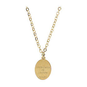 Collar Amen de latón dorado medalla Virgen de Lourdes