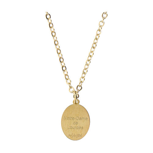 Collar Amen de latón dorado medalla Virgen de Lourdes 2