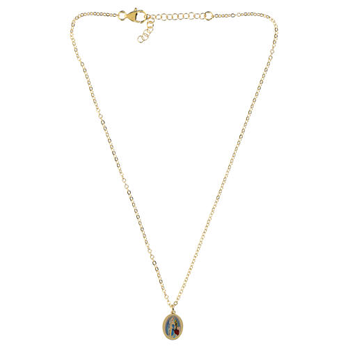 Collar Amen de latón dorado medalla Virgen de Lourdes 3