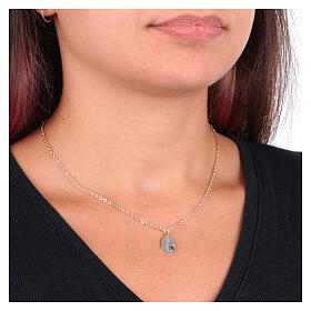 Collana Amen in ottone dorato medaglia Madonna di Lourdes