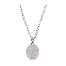 Collar medalla Virgen de Lourdes Amen de latón rodiado