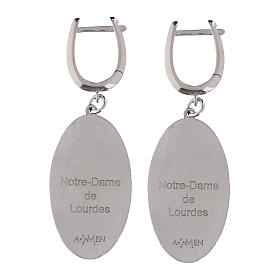 Rhodium-plated brass drop earrings of Our Lady of Lourdes by Amen