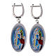 Boucles d'oreilles pendantes en laiton rhodié Notre-Dame de Lourdes Amen s1