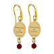 Boucles d'oreilles pendantes Amen en laiton doré avec jaspe rouge Notre-Dame de Lourdes s2