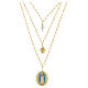Collar de latón dorado Amen capas con zircones blancos medalla Virgen de Fátima s1