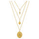 Collar de latón dorado Amen capas con zircones blancos medalla Virgen de Fátima s2