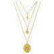 Collar de latón dorado Amen capas con zircones blancos medalla Virgen de Fátima s3