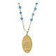 Collar Amen de latón dorado con granos de angelita celeste Virgen de Fátima s3