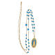 Collana Amen in ottone dorato con grani in angelite celeste Madonna di Fatima s3