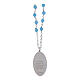 Collar granos de angelita celeste Virgen de Fátima Amen de latón rodiado s3