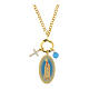 Collar Virgen de Fátima Amen de latón dorado con ónix negro y zircones blancos s1