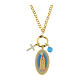 Our Lady of Fatima Brass Necklace in Gold with Black Onyx and White Zircons, Amen s1