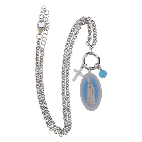 Collana Madonna di Fatima onice nero e zirconi bianchi Amen in ottone rodiato 3