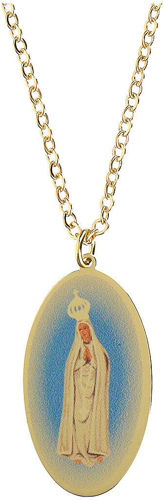 Halskette aus vergoldetem Messing mit Medaille Unserer Lieben Frau von Fatima Amen 1