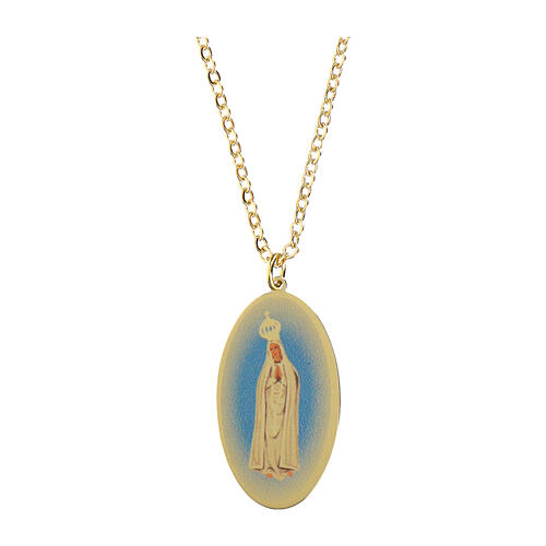 Collar gargantilla de latón dorado medalla Virgen de Fátima Amen 1