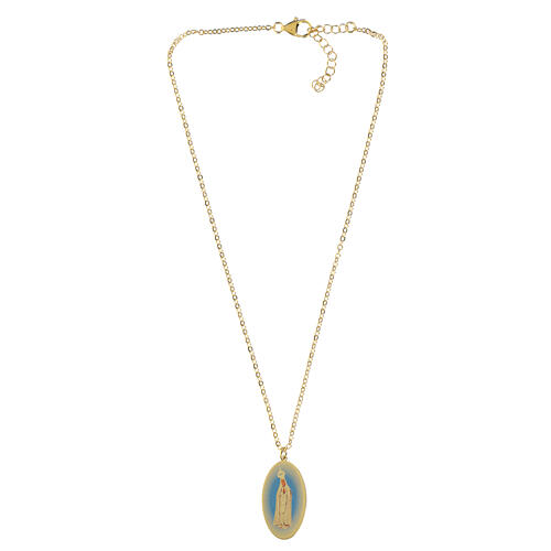 Collar gargantilla de latón dorado medalla Virgen de Fátima Amen 3