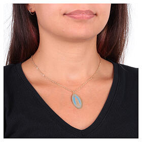 Collana girocollo in ottone dorato medaglia Madonna di Fatima Amen