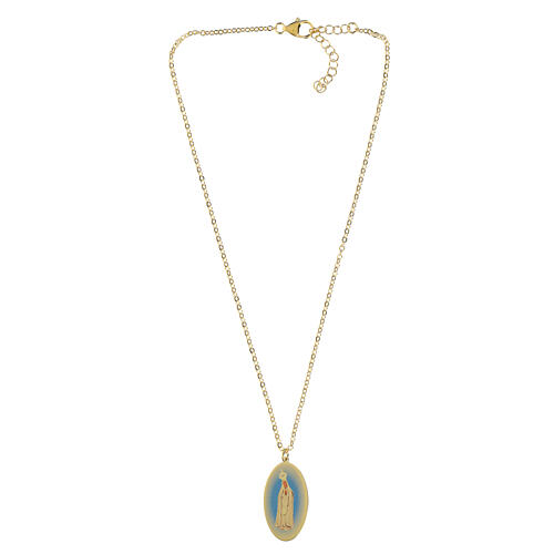 Collana girocollo in ottone dorato medaglia Madonna di Fatima Amen 4