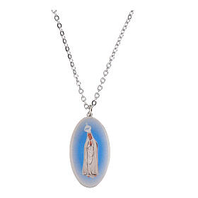 Collar gargantilla medalla Virgen de Fátima Amen de latón rodinado