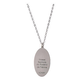 Collar gargantilla medalla Virgen de Fátima Amen de latón rodinado